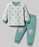 Zero Interlock Knit Full Sleeves T-Shirt & Joggers Set with Sheep Print - Mint