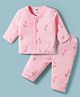Zero Sinker Knit Full Sleeves Co-ords Night Suit with Bunny Print - Pink