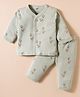 Zero Sinker Knit Full Sleeves Co-ords Night Suit with Bunny Print - Light Green