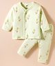 Zero Sinker Knit Full Sleeves Co-ords Night Suit with Bunny Print - Limegreen