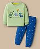 Zero Interlock Knit Full Sleeves T-Shirt & Joggers Set with Dino Print - Blue & Light Green