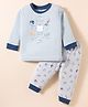 Zero Interlock Knit Full Sleeves T-Shirt & Joggers Set with Animal & Game Theme Print - Grey & Light Blue