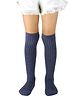 Neska Moda Striped Knee High Socks - Navy Blue
