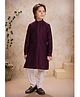 Lagorii Silk Woven Full Sleeves Threadwork Detailed Sequins Embellished Kurta Pyjama Set - Wine