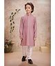 Lagorii Silk Woven Full Sleeves Threadwork Detailed Sequins Embellished Kurta Pyjama Set - Pink