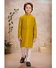 Lagorii Silk Woven Full Sleeves Threadwork Detailed Sequins Embellished Kurta Pyjama Set - Mustard