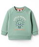 Zero Looper Knit Full Raglan Sleeves Winter T-Shirt with Little Genius Text Print - Mint