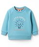 Zero Looper Knit Full Raglan Sleeves Winter T-Shirt with Little Genius Text Print - Aqua Blue