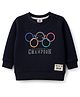 Zero Looper Knit Full Sleeves Winter T-Shirt with Champion Text Print - Navy Blue