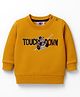 Zero Looper Knit Full Sleeves T-Shirt With Touchdown Text Print - Mustard