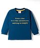 Zero Sinker Knit Full Sleeves T-Shirt with Everyday Is A New Waiting to Begin Text Print - Navy Blue