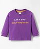 Zero Sinker Knit Full Sleeves T-Shirt With Lets Play Little Explorer Text Print - Purple