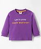 Zero Sinker Knit Full Sleeves T-Shirt With Lets Play Little Explorer Text Print - Purple