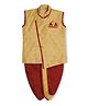 Earth Conscious Blended Woven Sleeveless Abstract Printed Kurta Dhoti Set - Yellow