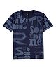 Earth Conscious Modal Knit Half Sleeves Typography Printed Tee - Navy Blue