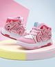 asian M Alphabet Patch Detailed Lace Up Shoes - Pink & White