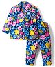 Babyhug Cotton Knit Full Sleeves Co-ords Night Suit With Floral Print - Navy Blue