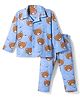 Babyhug Cotton Knit Full Sleeves Co-ords Night Suit With Animal Print - Blue