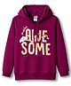 Tango Fleece Knit Full Sleeves Hoodies With Text Print - Purple