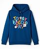 Tango Fleece Knit Full Sleeves Hooded Sweatshirt with Text Print - Navy Blue