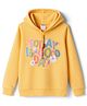 Tango Fleece Knit Full Sleeves Hooded Sweatshirt with Text Print - Yellow