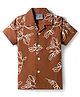 Dapper Dudes Half Sleeves Doodle Printed Shirt - Brown