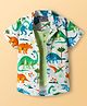 Dapper Dudes Half Sleeves Dinosaurs Printed Shirt With Attached Tee - Green