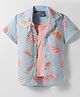Dapper Dudes Half Sleeves Watermelon Printed Shirt With Attached Tee - Sky Blue