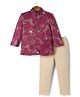 Dapper Dudes Full Sleeves Floral Embroidered Blazer With Pant Set - Onion Pink