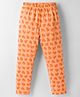 Tango Single Jersey Knit Full Length Leggings with Leaf Print - Orange