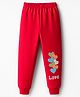 Tango Looper Knit Full Length Lounge Pants with Heart & Love Text Print - Red