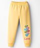 Tango Looper Knit Full Length Lounge Pants with Heart & Love Text Print - Yellow