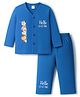 Tango Interlock Knit Full Sleeves Night Suit With Animal Print - Blue