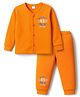 Tango Interlock Knit Full Sleeves Night Suit With Text Print - Orange