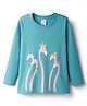 Tango Single Jersey Knit Full Sleeves T-Shirt with Bird Print - Turquoise