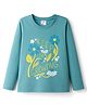 Tango Single Jersey Knit Full Sleeves T-Shirt with Floral Graphic - Turquoise