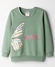 Tango Looper Knit Full Sleeves Winter T-Shirt with Butterfly Graphic - Green