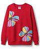 Tango Looper Knit Full Sleeves Winter T-Shirt With Floral Graphic - Red