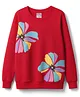 Tango Looper Knit Full Sleeves Winter T-Shirt With Floral Graphic - Red