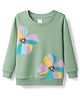 Tango Looper Knit Full Sleeves Winter T-Shirt With Floral Graphic - Light Green