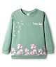 Tango Looper Knit Full Sleeves Winter T-Shirt With Floral Print - Mint