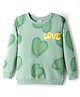Tango Looper Knit Full Sleeves Winter T-Shirt With Heart & Love Text Print - Mint