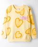 Tango Looper Knit Full Sleeves Winter T-Shirt With Heart & Love Text Print - Yellow