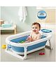Baybee Tubby Bath Tub for Baby 0-5 Years, Foldable Baby Bathtub for Kids with Anti Skid Base & Drainer, Space Saving Design, Newborn Baby Bathing Tub for Girls & Boys with Temperature Meter (Blue)