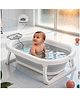 Baybee Tubby Bath Tub for Baby 0-5 Years, Foldable Baby Bathtub for Kids with Anti Skid Base & Drainer, Space Saving Design, Newborn Baby Bathing Tub for Girls & Boys with Temperature Meter (Grey)