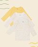 Pantaloons Baby Pack Of 3 Cotton Knit Full Sleeves Animals Printed & Striped Tee - Yellow