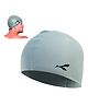 KONEX Waterproof Silicone Swimming Cap for Men & Women | Stretchable & Quick-Dry | Prevents Hair Pull & Chemical Damage - Light Grey