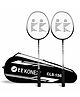 Konex Lightweight Aluminium Badminton Racquet for Beginners & Intermediates | Durable Frame with Full Cover Bag Pack of 2 - Black
