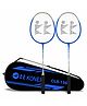KONEX Lightweight Aluminium Badminton Racquet for Beginners & Intermediates | Durable Frame with Full Cover Bag Pack of 2 - Blue