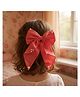 Ribbon candy Bow Applique Detailed Pearls Embellished Hair Clip - Red